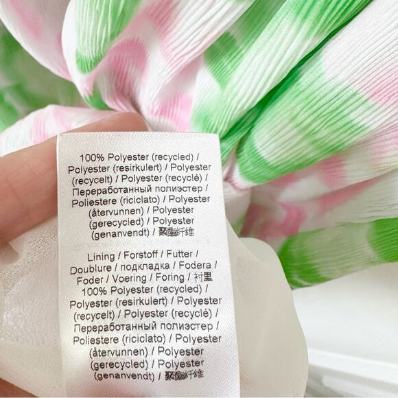 NWT Ganni Pleated Georgette Smocked Midi Dress in Pink Tulle sz 52 fits 2X - Picture 9 of 9